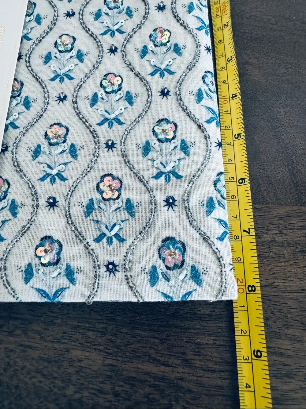 Handcrafted Blue Beaded Fabric Padded Journal Diary Notebook